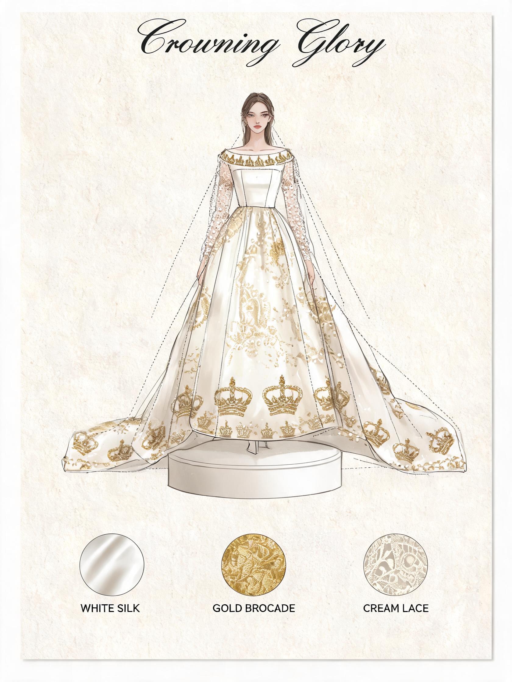 Crowning Glory coronation gown design blueprint